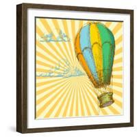 Retro With Hot Air Balloon; Also Available In My Gallery-Danussa-Framed Art Print