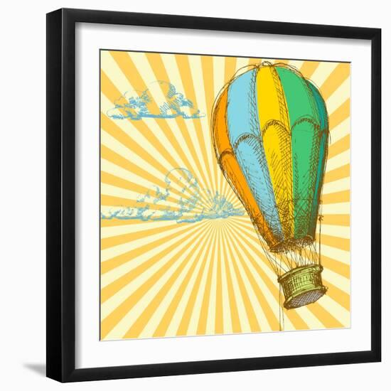 Retro With Hot Air Balloon; Also Available In My Gallery-Danussa-Framed Art Print