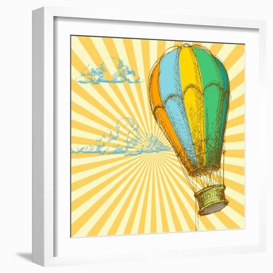 Retro With Hot Air Balloon; Also Available In My Gallery-Danussa-Framed Art Print