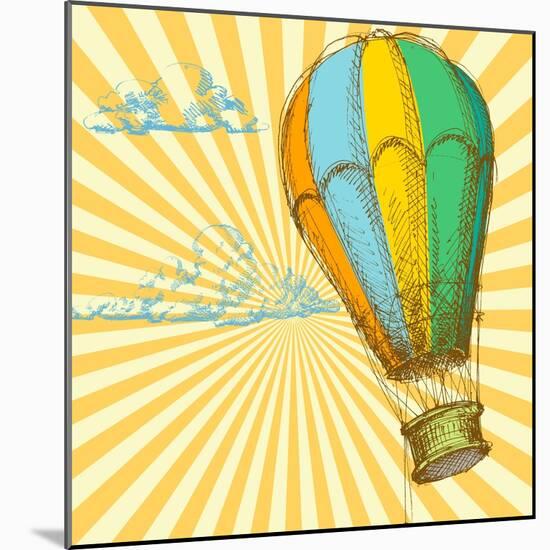 Retro With Hot Air Balloon; Also Available In My Gallery-Danussa-Mounted Art Print