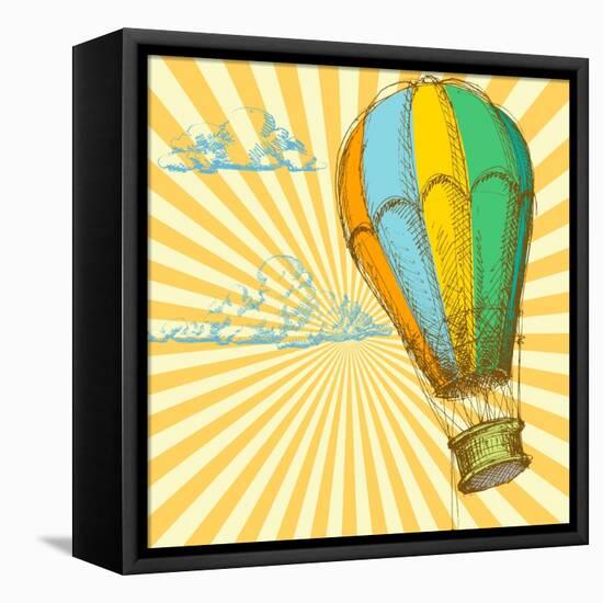 Retro With Hot Air Balloon; Also Available In My Gallery-Danussa-Framed Stretched Canvas