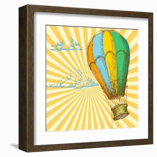 Retro With Hot Air Balloon; Also Available In My Gallery-Danussa-Framed Art Print