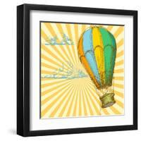 Retro With Hot Air Balloon; Also Available In My Gallery-Danussa-Framed Art Print