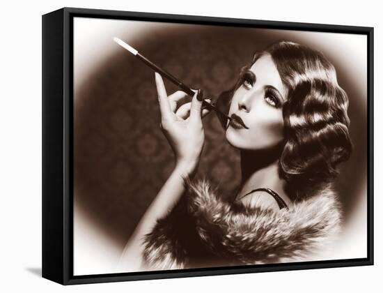 Retro Woman Portrait-Subbotina Anna-Framed Stretched Canvas