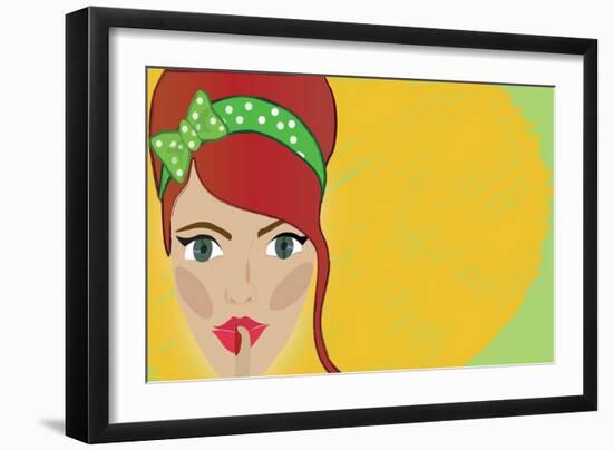 Retro Woman Shh-Aleksa_D-Framed Art Print