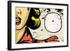 Retro Woman Speaking in Blank Speech Bubble-lavitrei-Framed Art Print