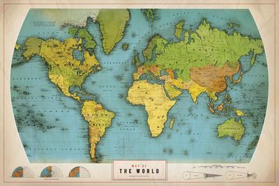 #39 Retro World Map #39 Giclee Print The Vintage Collection AllPosters com
