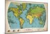 Retro World Map-The Vintage Collection-Mounted Giclee Print