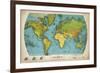 Retro World Map-The Vintage Collection-Framed Giclee Print