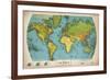 Retro World Map-The Vintage Collection-Framed Giclee Print