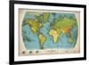 Retro World Map-The Vintage Collection-Framed Giclee Print