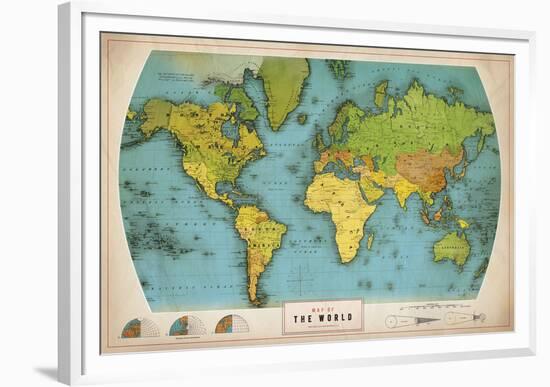 Retro World Map-The Vintage Collection-Framed Giclee Print