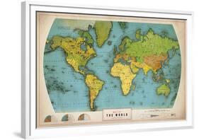 Retro World Map-The Vintage Collection-Framed Giclee Print