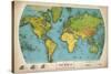 Retro World Map-The Vintage Collection-Stretched Canvas