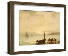 Return from Fishing with Setting Sun-Eugene Louis Boudin-Framed Giclee Print