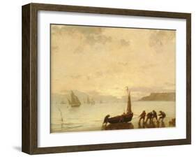 Return from Fishing with Setting Sun-Eugene Louis Boudin-Framed Giclee Print