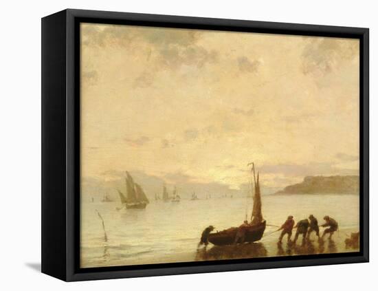 Return from Fishing with Setting Sun-Eugene Louis Boudin-Framed Stretched Canvas