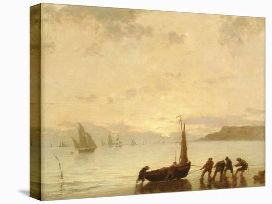 Return from Fishing with Setting Sun-Eugene Louis Boudin-Stretched Canvas