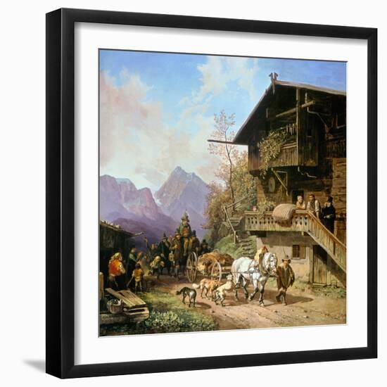 Return from the Bearhunting, 1839-Heinrich Bürkel-Framed Giclee Print