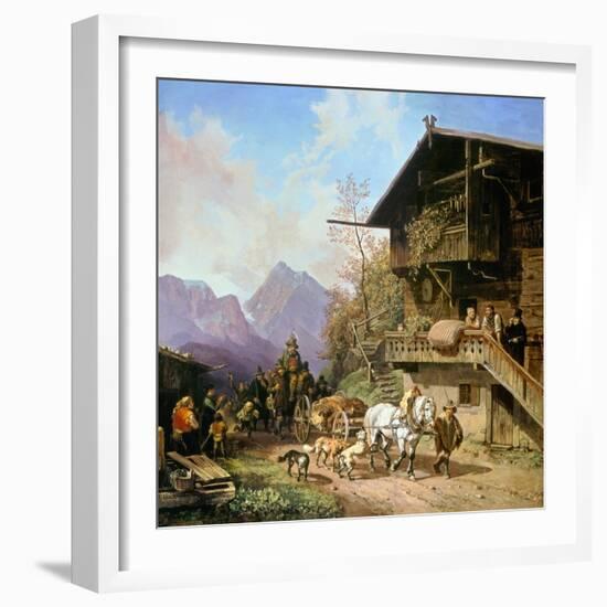 Return from the Bearhunting, 1839-Heinrich Bürkel-Framed Giclee Print