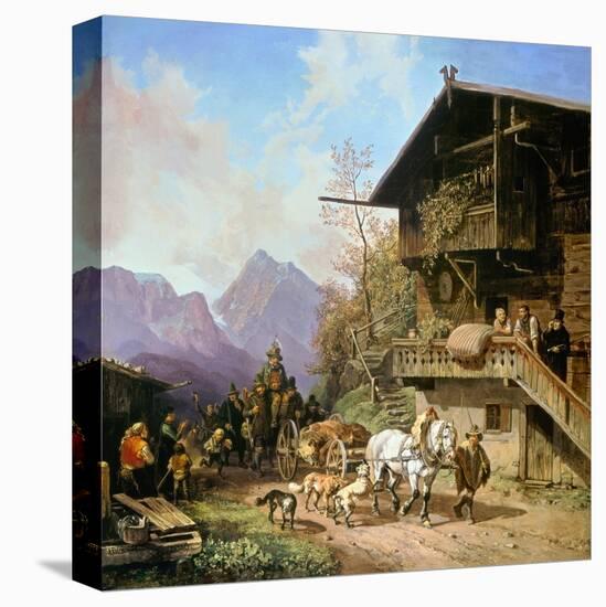 Return from the Bearhunting, 1839-Heinrich Bürkel-Stretched Canvas