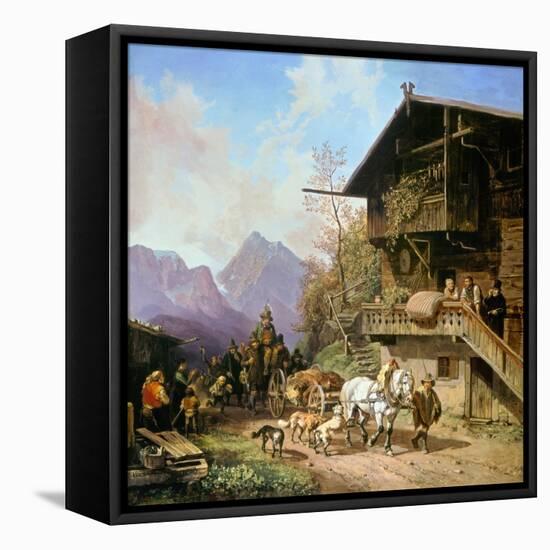 Return from the Bearhunting, 1839-Heinrich Bürkel-Framed Stretched Canvas