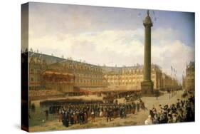 Return of Napoleon Iii's Army from Italy, Parade on Place Vendome in Paris, August 14, 1859-Louis Eugene Ginain-Stretched Canvas
