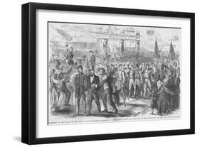 Return of New York's 69th Regiment Irishmen Marching in Manhattan-Frank Leslie-Framed Art Print