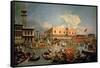 Return of the Bucintoro on Ascension Day-Canaletto-Framed Stretched Canvas