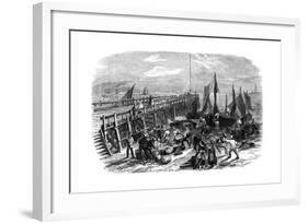 Return of the Herring Boats, Yarmouth, Isle of Wight, 1856-NR Woods-Framed Giclee Print