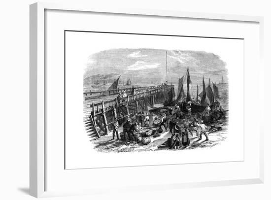 Return of the Herring Boats, Yarmouth, Isle of Wight, 1856-NR Woods-Framed Giclee Print