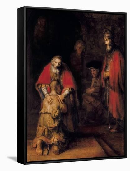 Return of the Prodigal Son-Rembrandt van Rijn-Framed Stretched Canvas