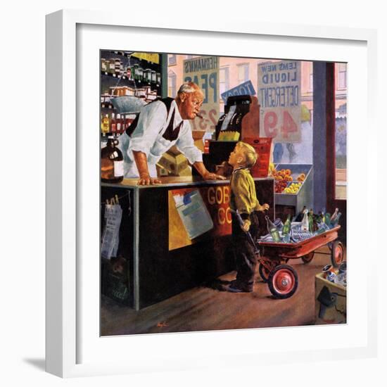 "Returning Bottles for Refund", March 28, 1959-George Hughes-Framed Giclee Print