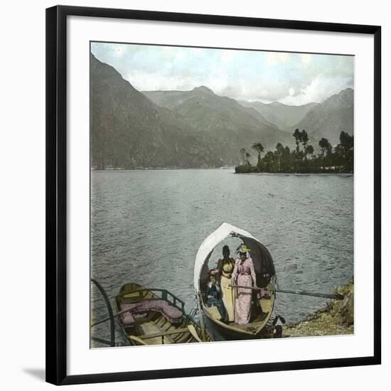 Returning from a Boat Ride on the Italian Shores of Lake Lugano, Circa 1890-Leon, Levy et Fils-Framed Photographic Print