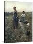 Returning from Fields-Francesco Paolo Michetti-Stretched Canvas