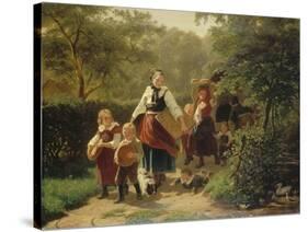 Returning from the Backery, 1860-Hermann Sondermann-Stretched Canvas