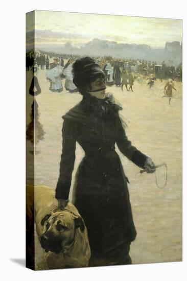 Returning from the Bois De Boulogne, Lady with a Dog, 1878-Giuseppe De Nittis-Stretched Canvas