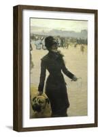 Returning from the Bois De Boulogne, Lady with a Dog, 1878-Giuseppe De Nittis-Framed Giclee Print