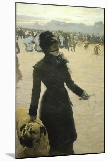 Returning from the Bois De Boulogne, Lady with a Dog, 1878-Giuseppe De Nittis-Mounted Giclee Print