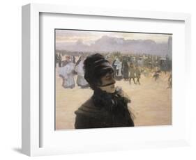 Returning from the Bois De Boulogne, Lady with a Dog, Detail, 1878-Giuseppe De Nittis-Framed Giclee Print