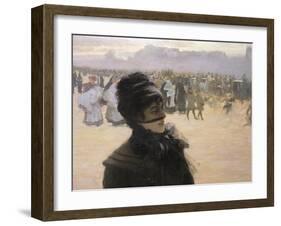 Returning from the Bois De Boulogne, Lady with a Dog, Detail, 1878-Giuseppe De Nittis-Framed Giclee Print