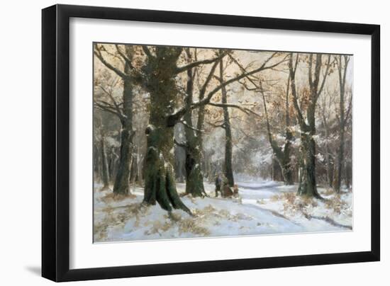 Returning Home Through the Winter Forest-Adolf Kaufmann-Framed Giclee Print