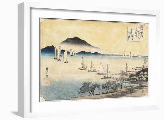 Returning Sails at Yabase, C. 1834-Utagawa Hiroshige-Framed Giclee Print