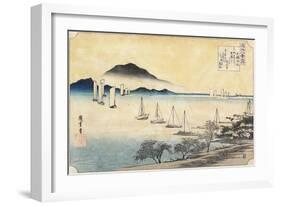 Returning Sails at Yabase, C. 1834-Utagawa Hiroshige-Framed Giclee Print