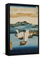 Returning Sails at Yabase from the Series Eight Views of Omi, c.1855-8-Ando or Utagawa Hiroshige-Framed Stretched Canvas