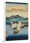 Returning Sails at Yabase from the Series Eight Views of Omi, c.1855-8-Ando or Utagawa Hiroshige-Framed Giclee Print