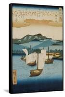 Returning Sails at Yabase from the Series Eight Views of Omi, c.1855-8-Ando or Utagawa Hiroshige-Framed Stretched Canvas