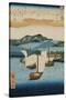 Returning Sails at Yabase from the Series Eight Views of Omi, c.1855-8-Ando or Utagawa Hiroshige-Stretched Canvas