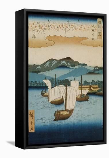 Returning Sails at Yabase from the Series Eight Views of Omi, c.1855-8-Ando or Utagawa Hiroshige-Framed Stretched Canvas