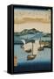 Returning Sails at Yabase from the Series Eight Views of Omi, c.1855-8-Ando or Utagawa Hiroshige-Framed Stretched Canvas